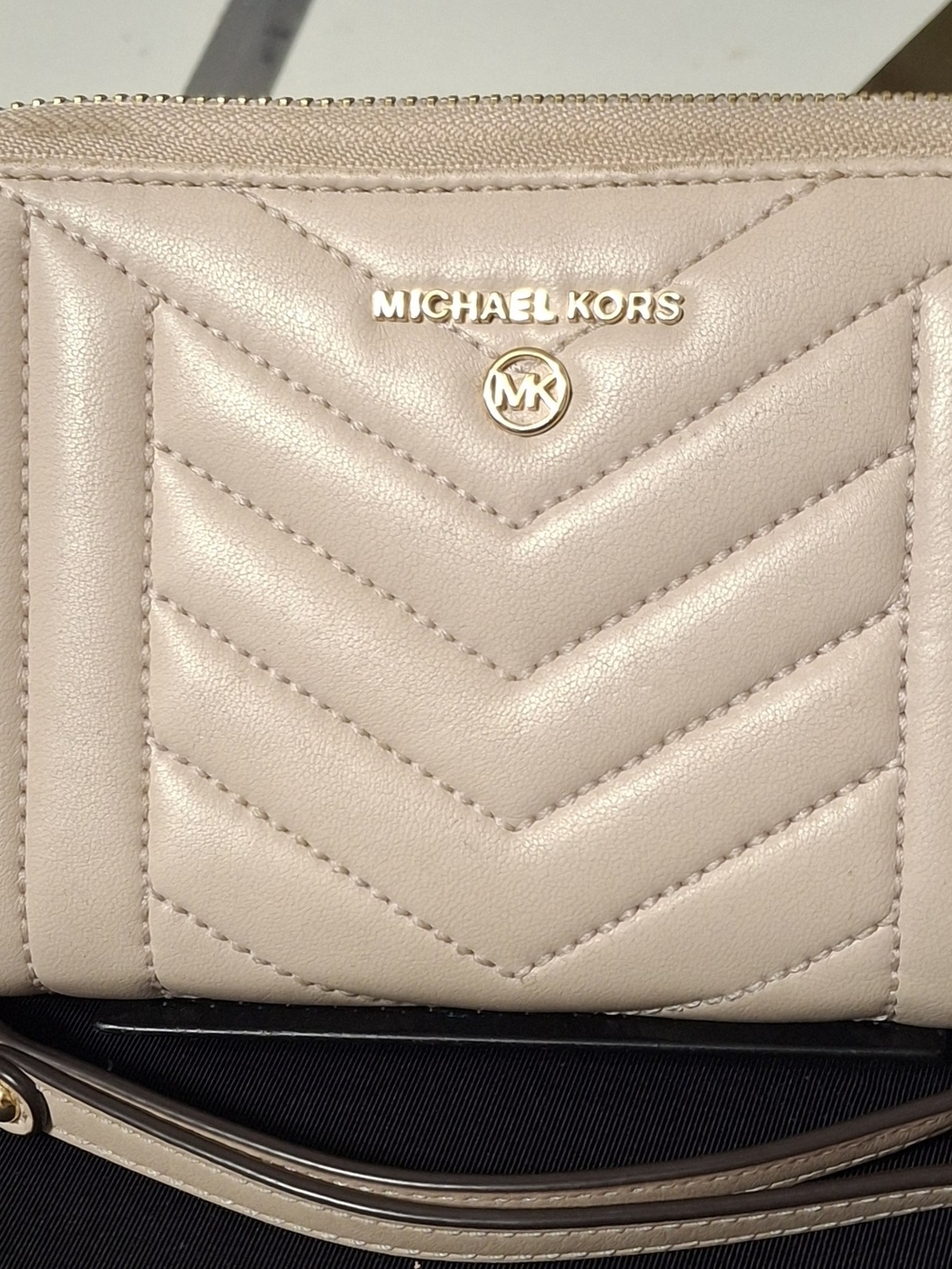 Michael Kors Blush Quilted Leather Wristlet with Gold Hardware
